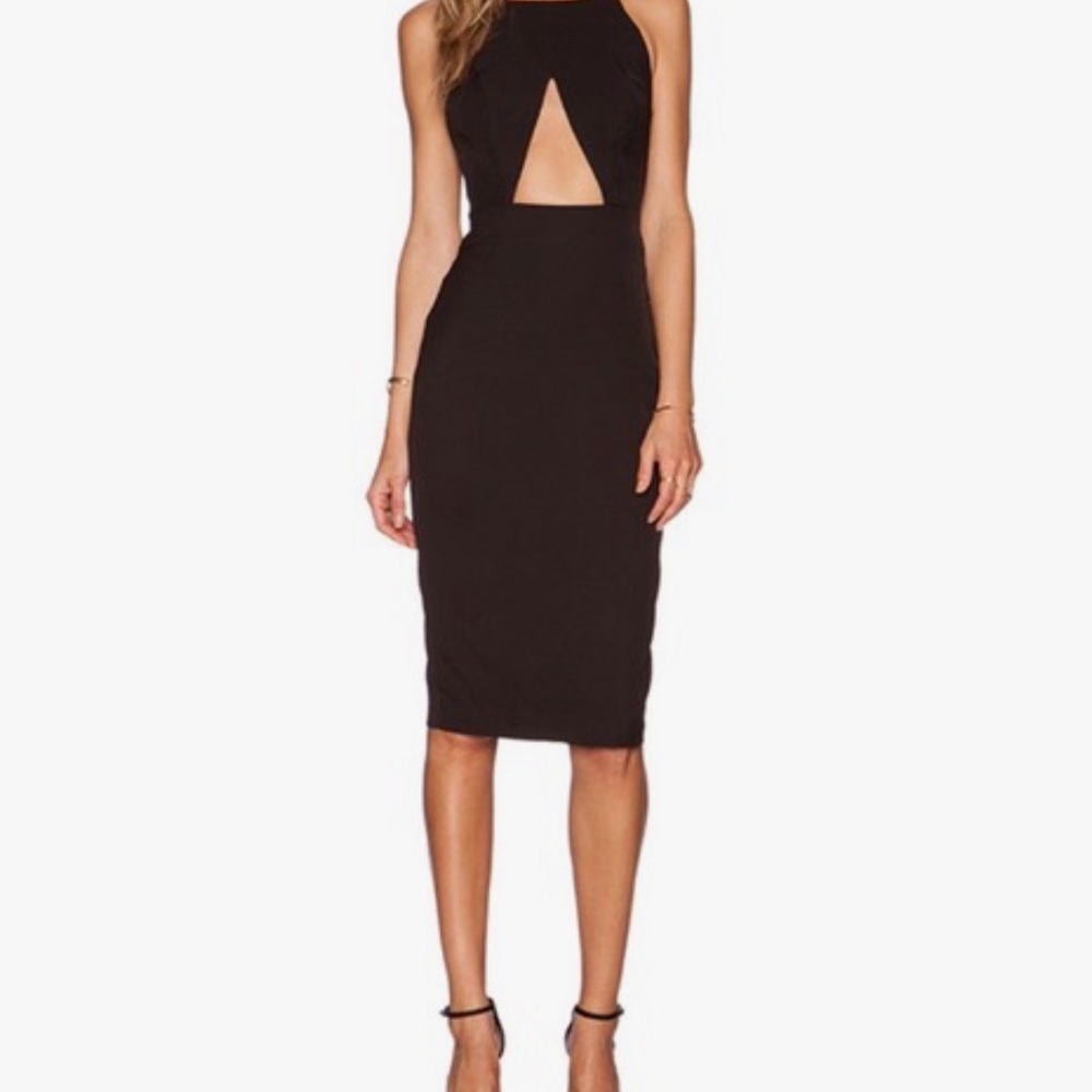 AQ/AQ Black Cutout Midi Dress